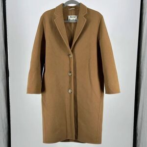 Acne Studios Tan Wool Blend Single Breasted Peacoat Size 32